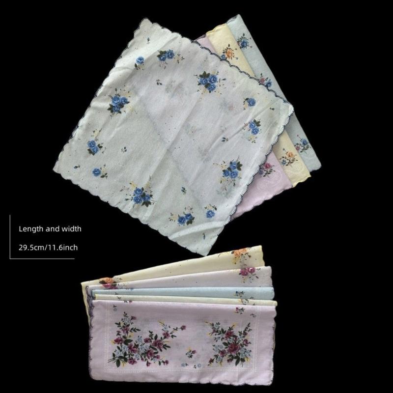 Lady Square Handkerchief Cloth Flower Women Child Print Face Hand Towel Hanky Wedding Christmas Gift
