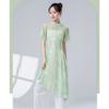 Classical Dance Women Split Hem Long Gauze Mesh Shirt Cheongsam Neck Hanfu Performance Sheer Flowy Blouse Training Dancewear