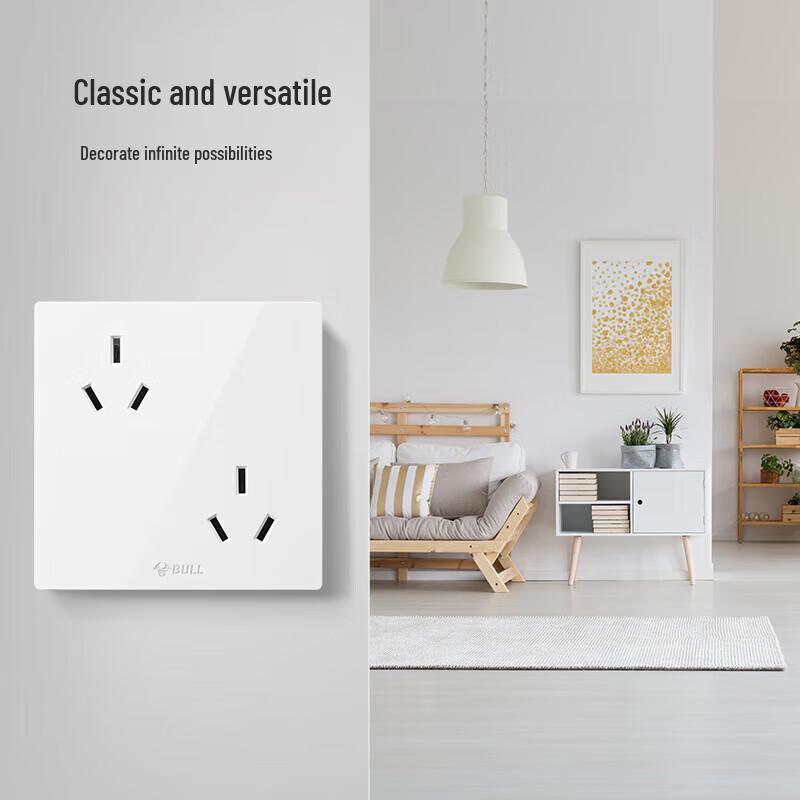 Bull 86-Type White 10A Six-Hole Wall Socket Panel (5-Pack)