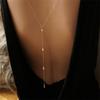 Nuova Collana Lunga con Catena Zircone Cristallo Perla per Donne Elegante Senza Schiena con Frange Gioielli per Matrimonio Festa in Spiaggia