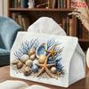 1pc Conch Shell Coral Tissue Box with Seashell - Reusable Napkin Dispenser Suitable for Kitchen, Bathroom, Car, Dorm Storage | Compact Decorative Hold