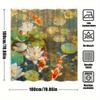 1Pc Serene For Lotus & Koi Fish Pond Shower Curtain - Realism Impressionism Art With Pink White For Lotus, Orange Koi,