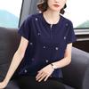 VEZFAA Blusas y camisas de manga corta con cuello redondo para mujer, informales, a la moda, verano, primavera