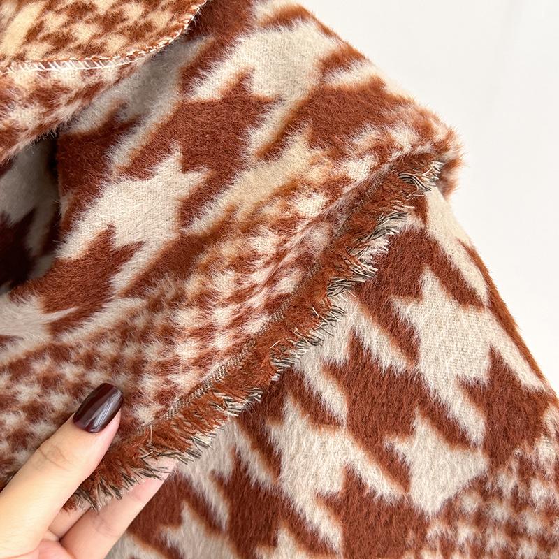 Autumn and winter bird grid imitation cashmere jacquard triangle scarf stacked shawl versatile small scarf warm multi-purpose scarf