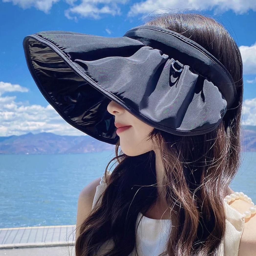 Sun Protection Shell Sun Hat Women s Vinyl UV Protection Polyester Empty Top Hat Outdoor Sun Hat one size fits all