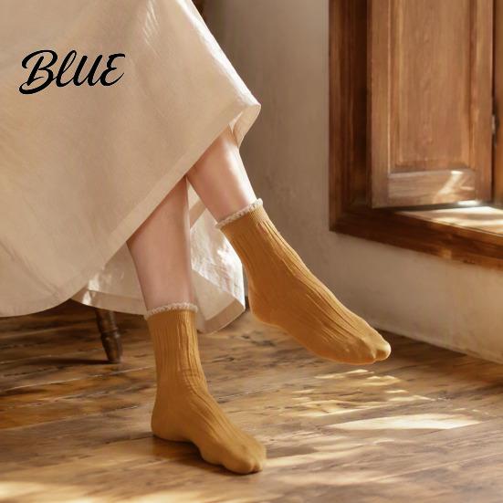 Legere Crew-Socken für Röcke Rüschen Damen Baumwolle Spitzensocken mit Rüschen Weich Atmungsaktiv Vintage-inspiriert Strumpfwaren Knöchel Tägliches Tragen Und Modisch