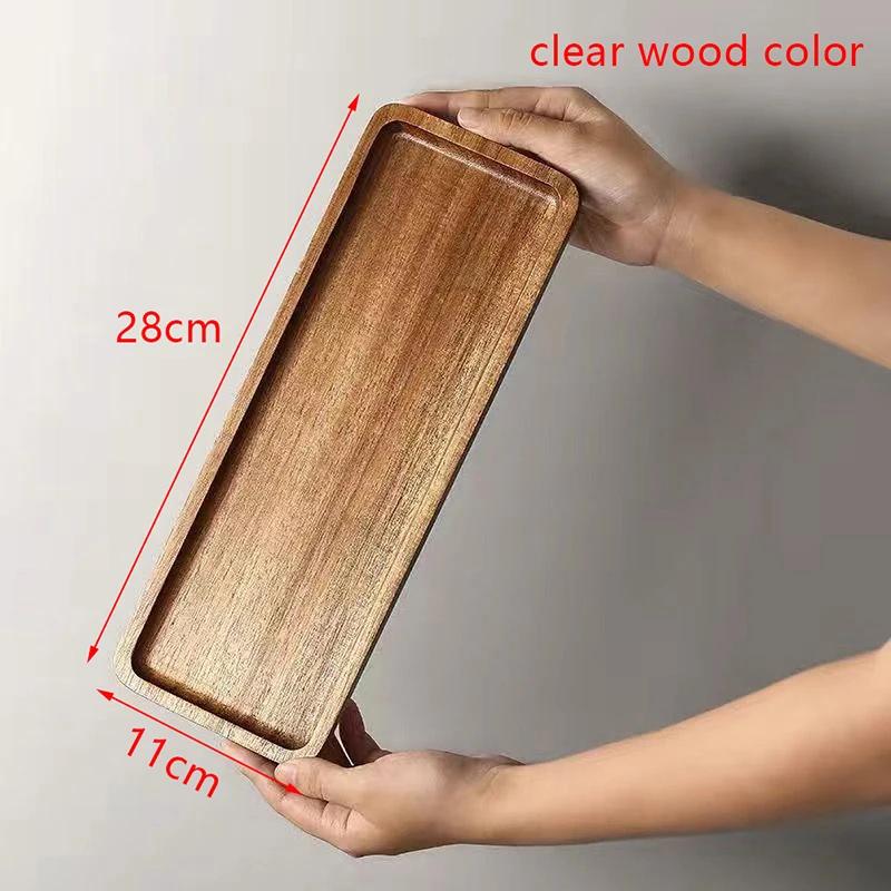 1Pc Wood Coffee Tray Rectangular Food Cup Trays Decorative Wood Salver Gongfu Tea Pallet Dessert Candy Bamboo Pallet
