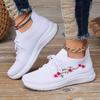 Fashion Spring Summer Yellow Shoes For Women Sports Mesh Breathable Shoes Flat Sneakers Flowers Embroidered Shoes Red Running Shoes