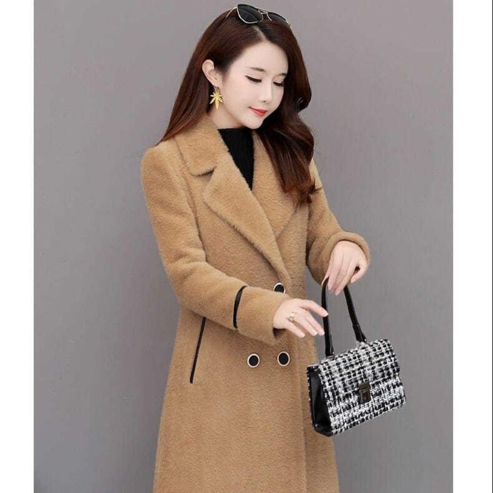 Plush Coat for Women Mid Length Autumn and Winter New Korean Version Thick Woolen Coat