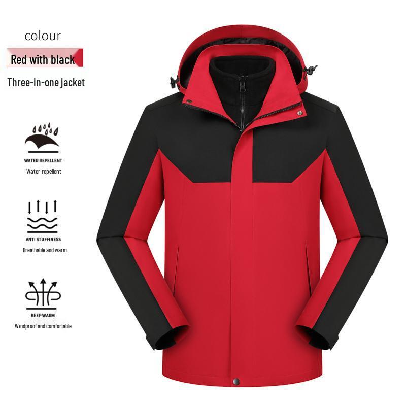 Thickened 3-in-1 Workwear Mountaineering Jacket with Custom Embroidery Logo for Winter 4S Shop Enterprise Culture.