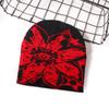 Unisex Jacquard Eye Flower Pattern Knitted Beanies Hat Fashionable Winter Warm Hiphop Bonnet Skull Hat for Men and Women