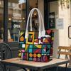 Colorful Geometric Art Tote Bag Casual Large Capacity Daily Top Handle Shoulder Handbag for Women Outdoor Shopping Travel