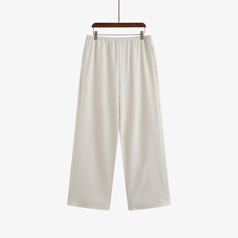 

Женские эластичные повседневные брюки с высокой талией, свободные брюки длиной до пола, универсальные летние брюки широкого кроя 4XL бежевый