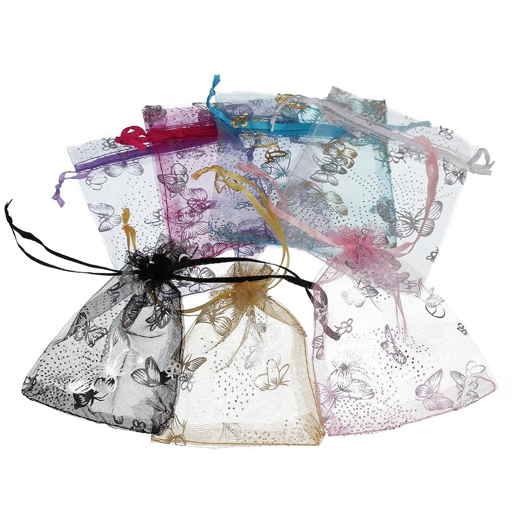 25pcs Organza Bags Colorful Butterfly Jewelry Bags Drawstring Pouches For Wedding Party Decoration Candy Jewelry Packaging Bags