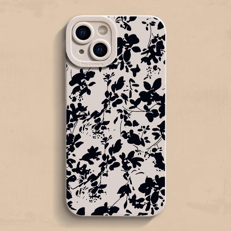 Vintage Sketch floral Phone Case For iPhone 16 Pro 15 14 11 12 13 Pro Max X XS XR 7 8 15 16 Plus Shock-proof Silicone Soft Cover