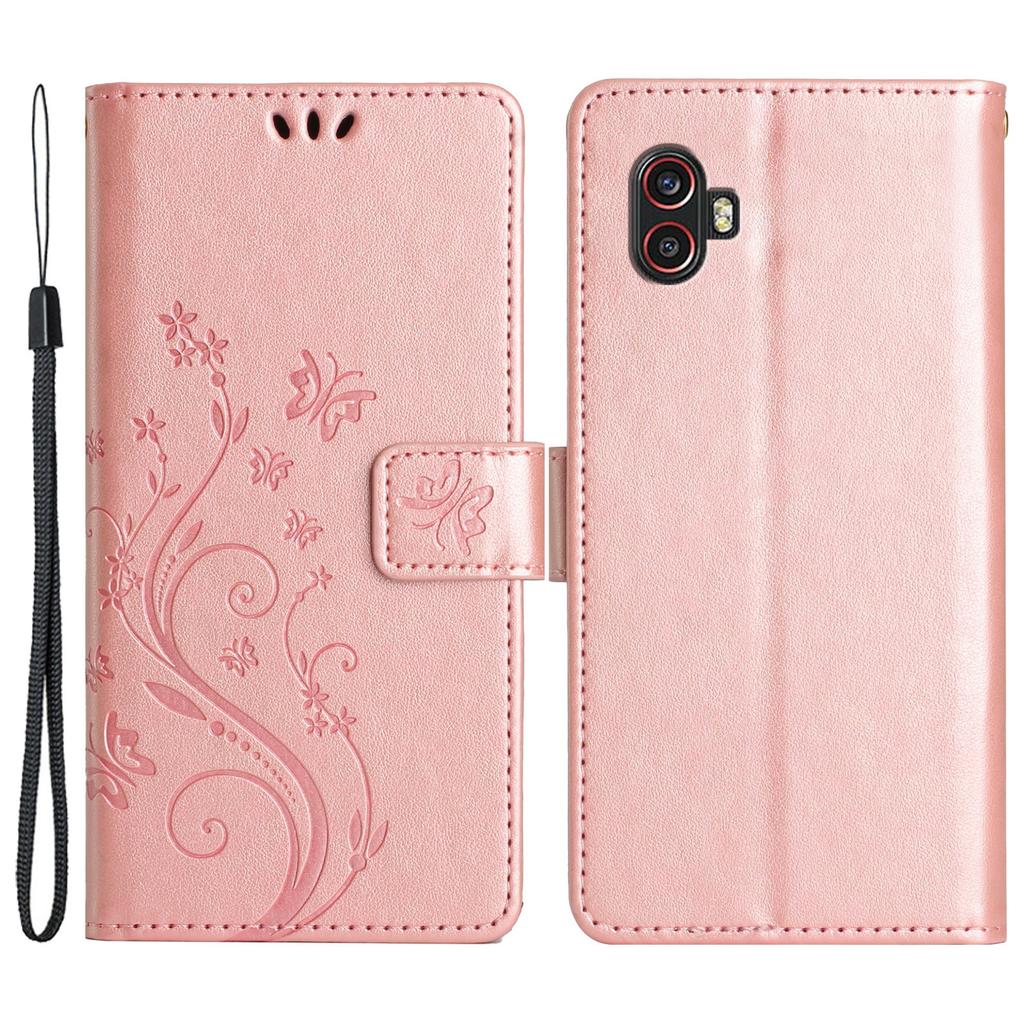 For Samsung Galaxy Xcover6 Pro 5G Wallet Phone Case Butterfly Floral Leather Flip Cover