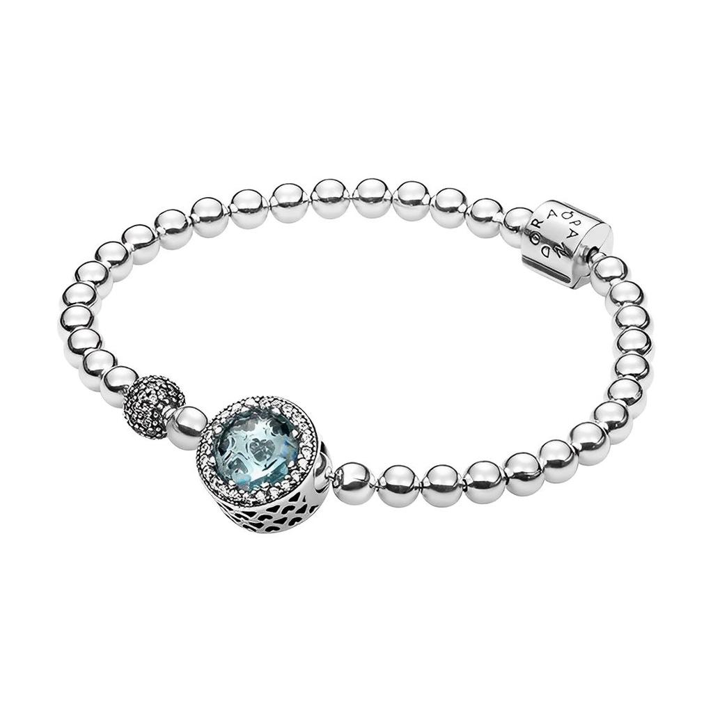 Pandora Bracciale con charm Stella Scintillante Blu Ghiaccio Bracciale da donna Argento ZT-0018