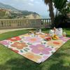 Colorful Flower Pattern Carpet Mat Rug - Square Block Design Home Decoration for Outdoor Picnic Garden Terrace Bedroom Decor