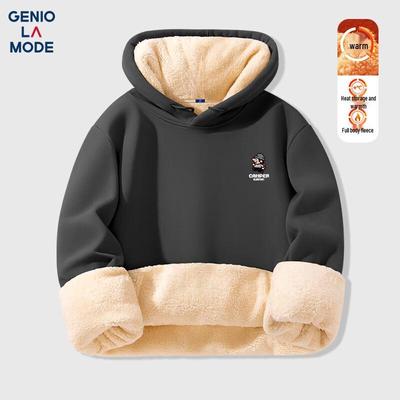 GENIOLAMODE Men's Heavy Lamb Fleece Hooded Sweatshirt