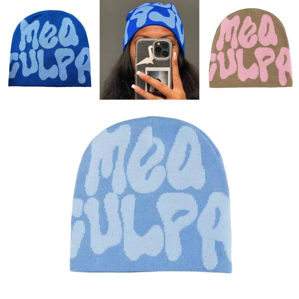 Colorful Mea Culpa Beanies Knit Cap Keep Cozy And Fashion-forward