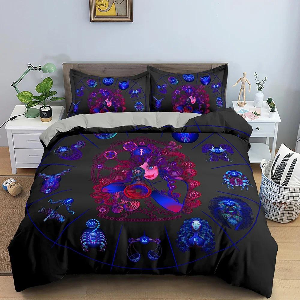 

3D Printed Astrological Horoscope Constellation Bedding Set Psychedelic Duvet Cover Quilt Double Twin Full Queen King Adult Kids 70x133cm 2pcs