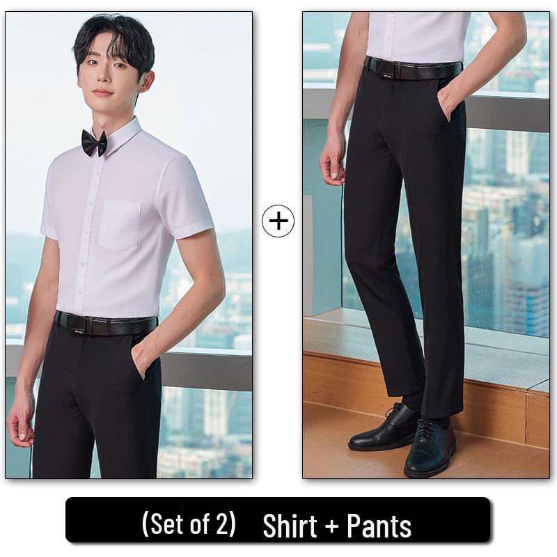 Unisex Long Sleeve Workwear Uniform for Hotel and Bank Employees - Spring/Fall Style Shirt Set