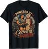 Retro Hotrod Distressed Style T-Shirt Featuring Coffee And Gasoline Design