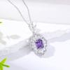 Luxury High Carbon Diamond Inlaid Diamond Rhombus Pendant Sea Blue Ice Flower Cut Trend Necklace Jewelry Spot