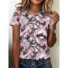 Women's Flower Print Fashion Versatile Top Casual Short Sleeve Loose Crew Neck T-Shirts Women’s
