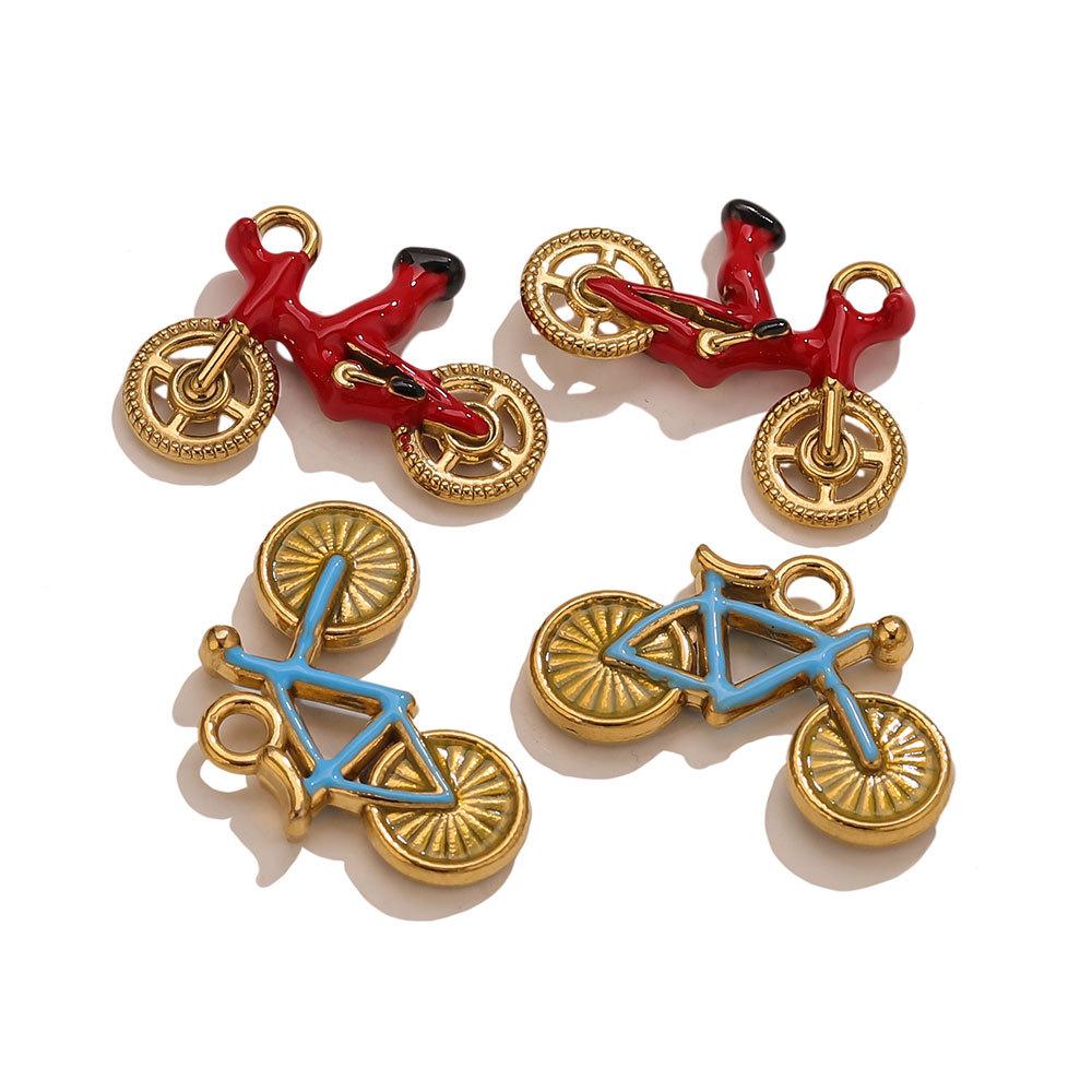 Yori 2Pcs Stainless Steel 18K Gold Plated Bicycle for DIY Accessories Making Supplies Necklace Bracelet Pendant