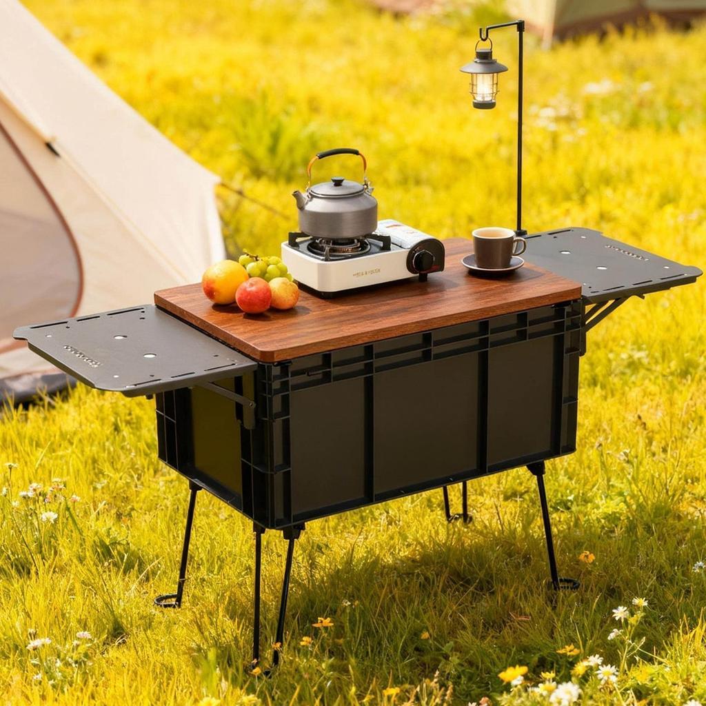 Outdoor camping folding table multi-functional camping box suitcase tea table balcony coffee table storage turnover box