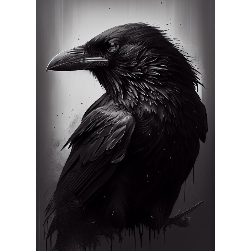 Black Crow Canvas Poster Watercolor Raven Animal Bird Wall Art Picture for Living Room Bedroom Bar Club Modern Home Decor Gift
