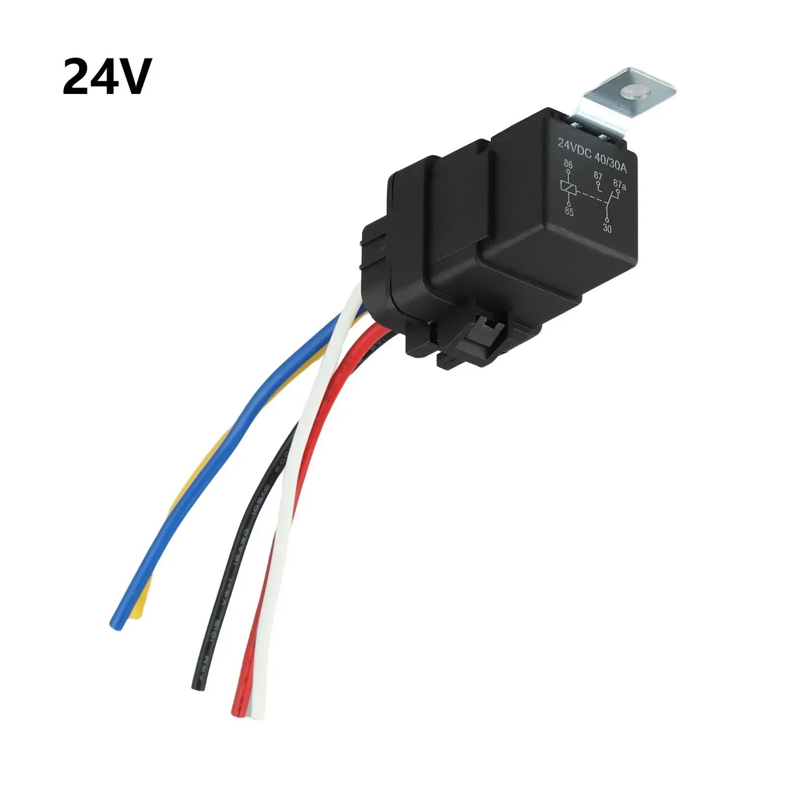 

Heavy Duty 12V 5 Pin Relay Harness Socket with Integrated Diode Protection for Car and Truck Electrical Systems 24V