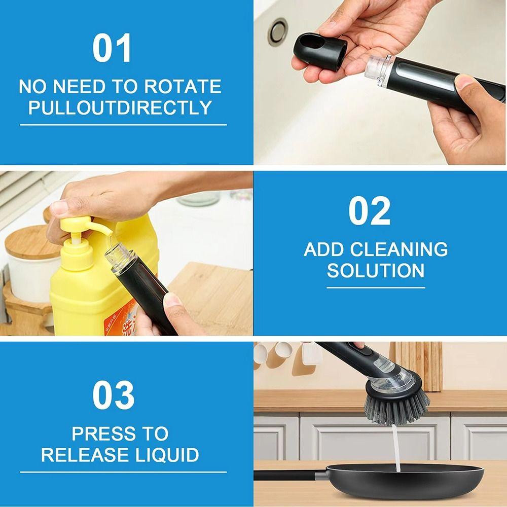 1Pcs Soap Dispenser Pot Brush with Handle Kitchen Scrub Brush  for Home Pots Sink