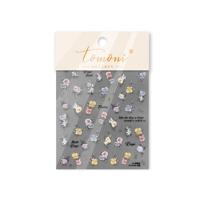 

Tomoni 3D Embossed Watercolor Rose Nail Stickers for Children