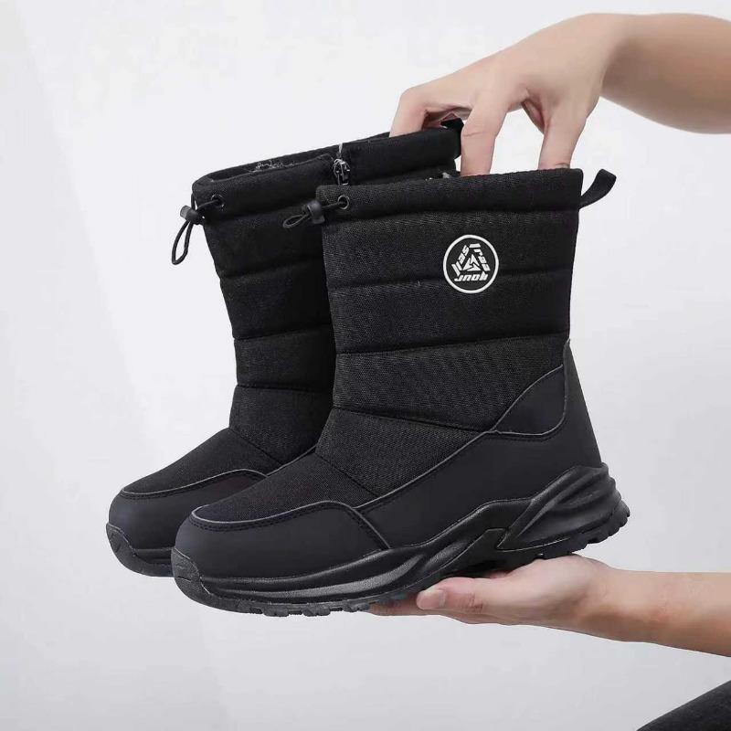Men S Winter Snow Boots Zippered Fleece Lined Non Slip Casual Shoes