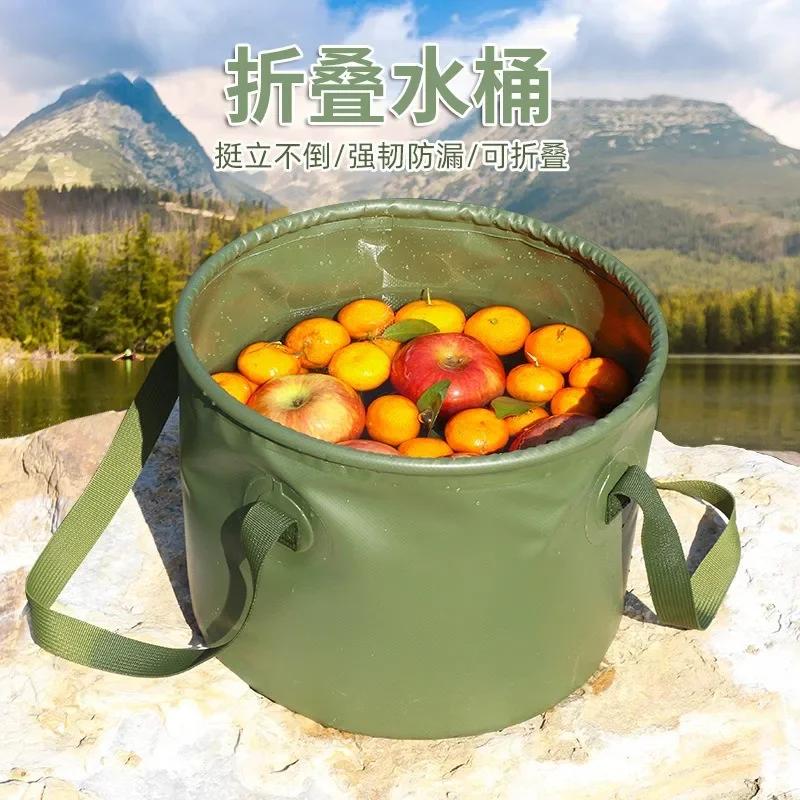 Folding Water Bucket Plastic Portable Fishing Storage Container Cleaning Basin Accessory Hunting Camping Hiking 7L