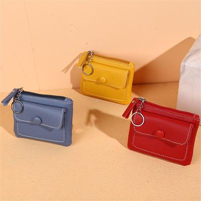 PU Leather Coin Purse Women Short Purses Pocket Wallets Key Chain Holder Zipper Pouch Card Holder Wallet