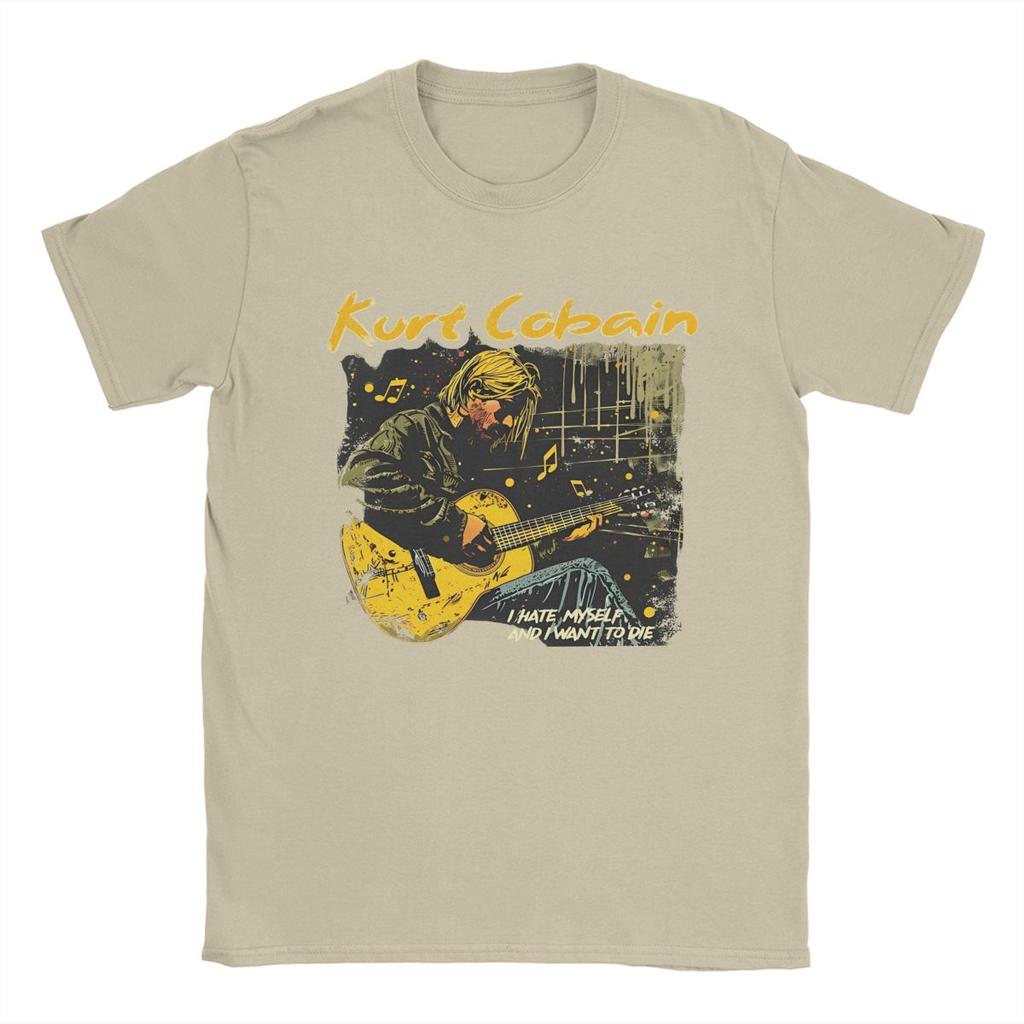 Casual Kurt Cobain T-shirts för män Rund hals Bomulls T-shirt Kortärmad T-shirt Unika toppar