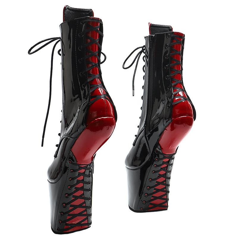 Fashion 20cm Pole Dance Shoes for Women – Extreme High Heel Boots with Front Lace-up, Sexy Night Club Stage Performance Heels