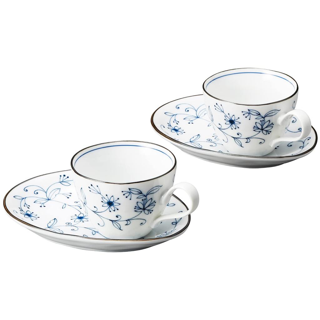 Nihon Tosai Cup and Saucer, Blue, 200ml, B40187180, Set of 4