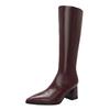 Fashion High Heels But Knee Boots Women's New Autumn and Winter Pointed High Boots Large Size Thick Heel Thin Boots