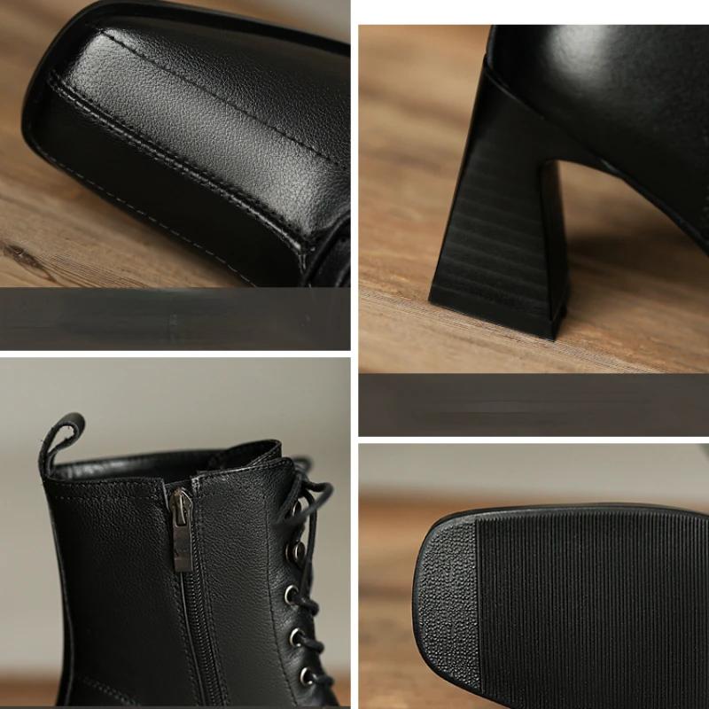 Retro And Heel Ankle Boots For Women Designer Square Toe Short Boots Zipper Ladies Casual Chelsea Boots Elegant Woman Heel Shoes
