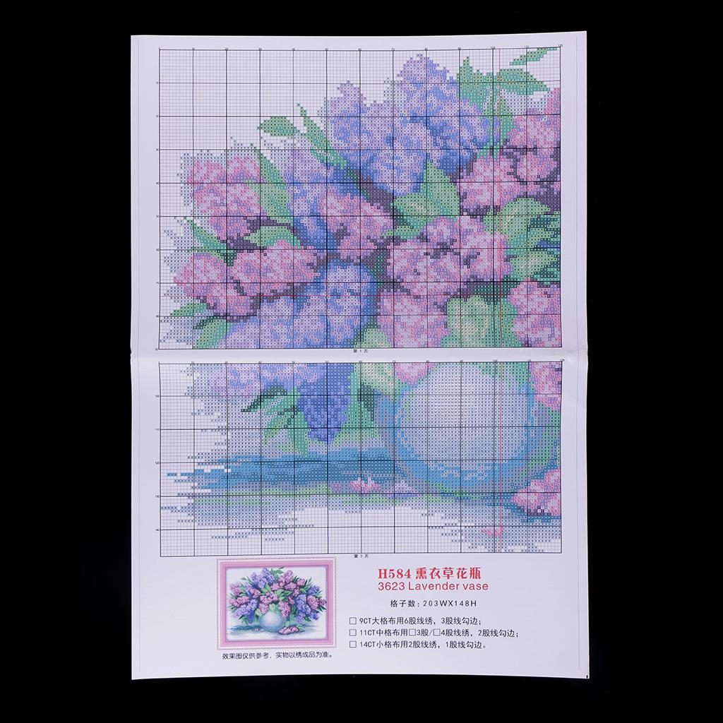 Lavender Vase Stamped Stitch DIY Needlework - 14x34cm