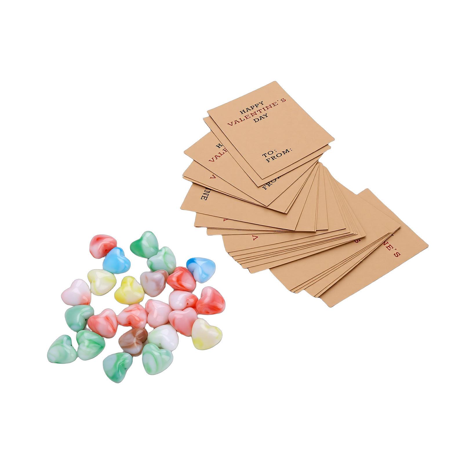 

Valentines Cards with Heart Shape Acrylic Stones Aesthetic Stones Greeting Cards Keepsake Exchange Cards for Colleagues