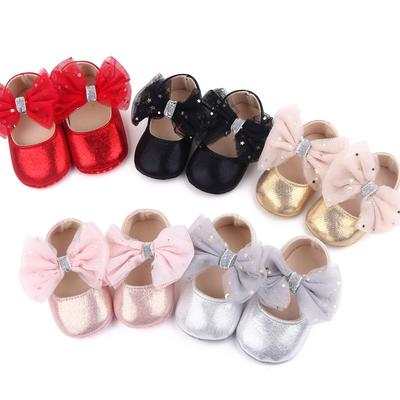 0-18M Baby Girl Princess Dress Shoes Soft Sole Bow Knot Mary Jane Flats Anti-Slip Newborn Gifts Infant Toddler Baby Girl Shoes