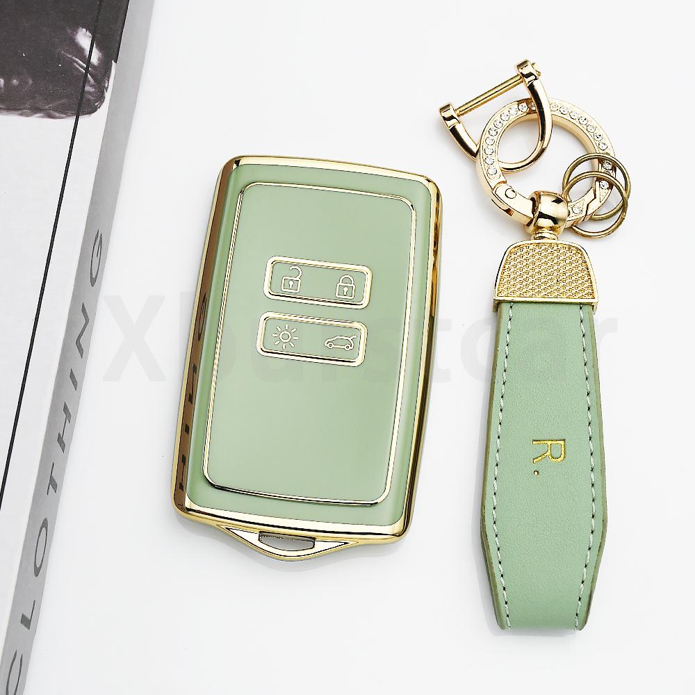 Gold Edge Tpu Shell Fob Car Smart Key Case Cover For Renault Talisman Espace Zoe Koleos Kadjar Clio Megane Scenic Dacia Sandero