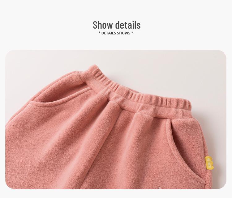 Dudu Home Baby Coral Fleece Cartoon Sports Pants - Trendy Spring Wear for Boys and Girls