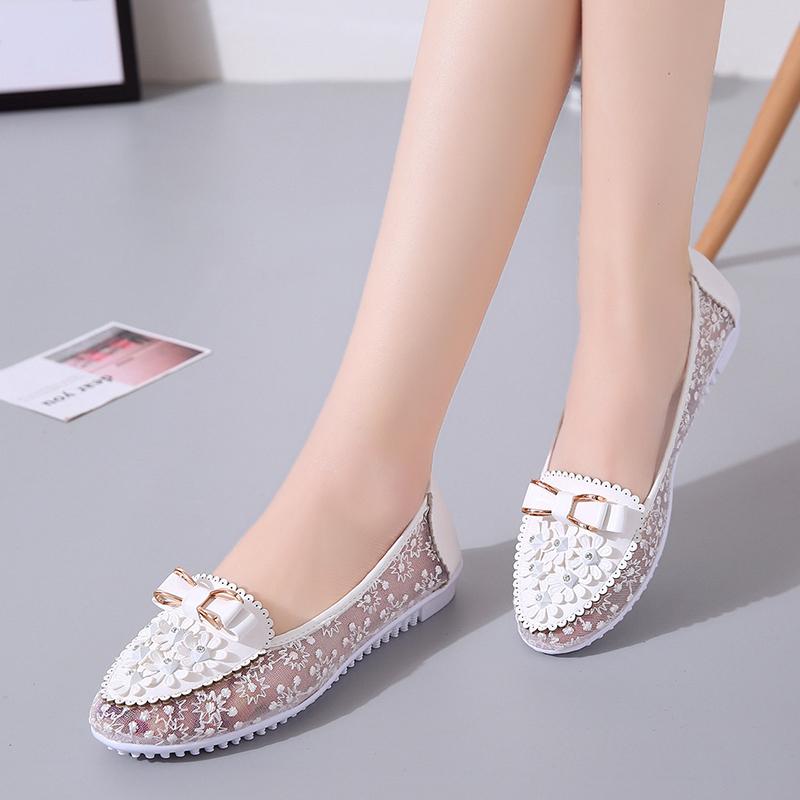 fashion Summer Women's Flats Pionted Toe Flat Shoe for Women Outdoor Shallow Butterfly-kont Loafers Causal Air Mesh Slip on Flower Shoes