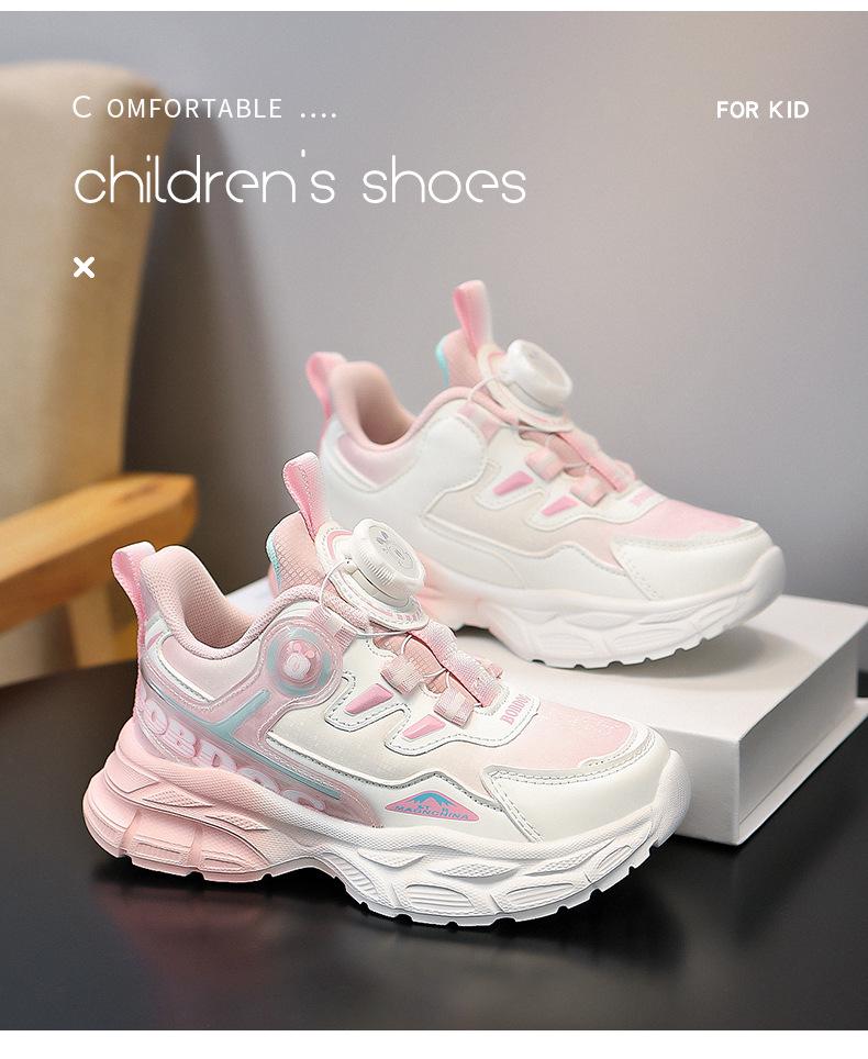 Bobdog Waterproof Fleece-Lined Leather Sneakers for Girls - 2025 Autumn/Winter